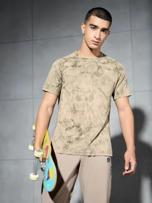 Quick Dry Technology Men Self Design Slim Fit Crew Neck T-shirt with DOUBLE COOL
