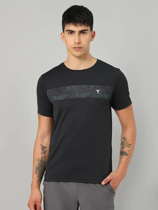 Men Printed Slim Fit Crew Neck T-shirt with TECHNO COOL  Earth Glow