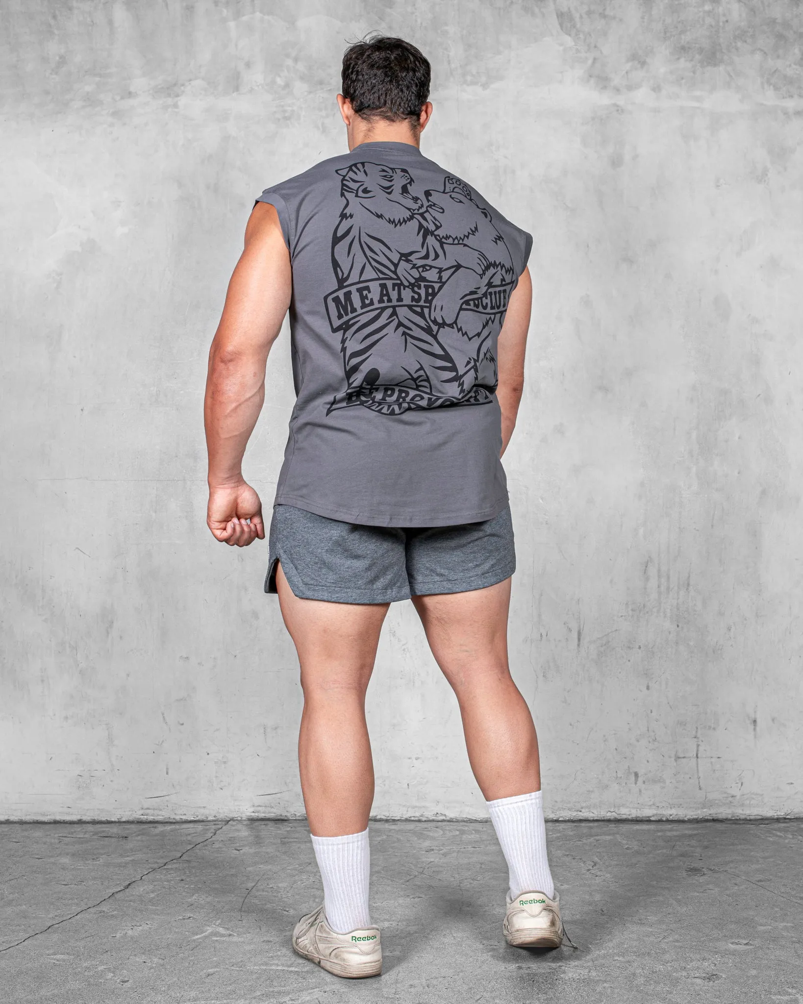 local market CUTOFF MUSCLE TEE ?C CLUB / CHARCOAL GREY
