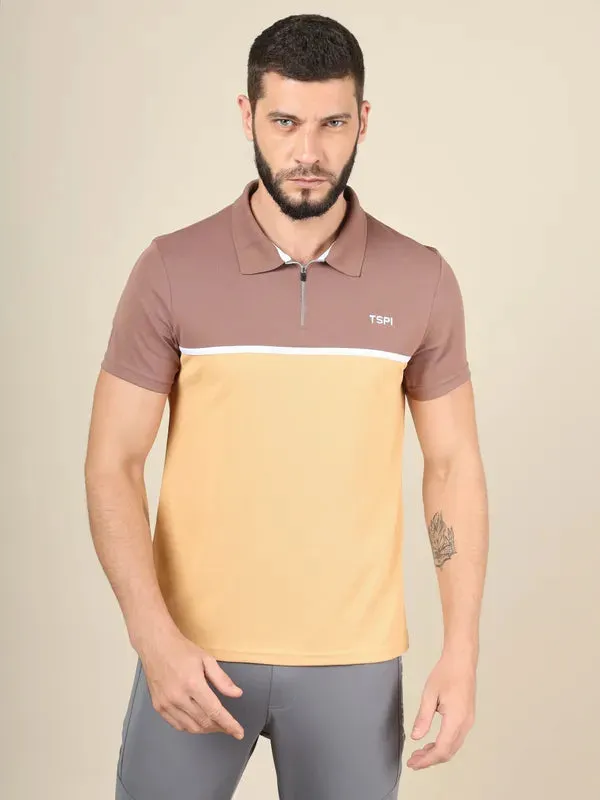 soft fit Everyday Fashion Men Colorblock Slim Fit Polo T-shirt with TECHNO COOL 