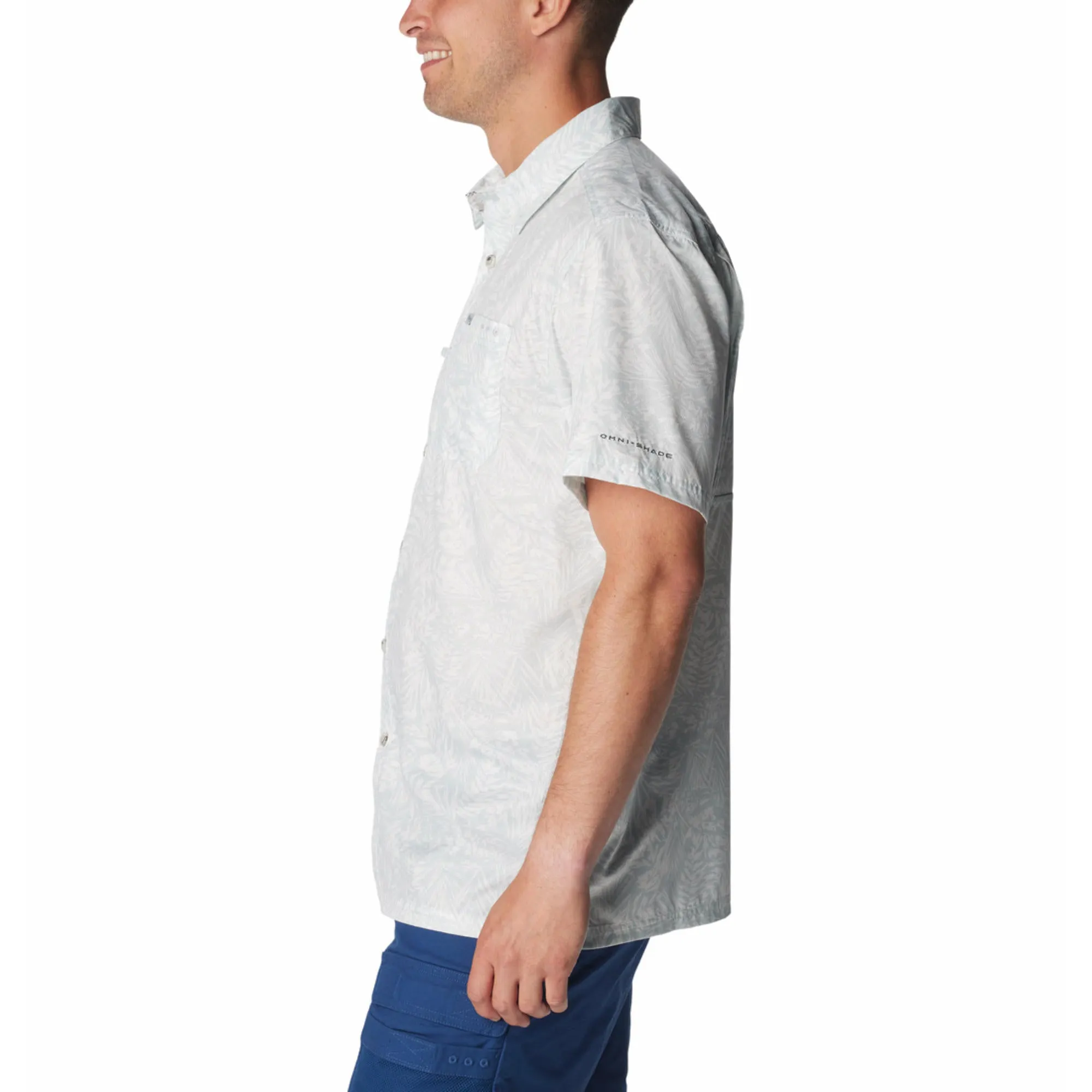 Easy Fit Columbia Men Black Super Slack Tide Camp Shirt (Sun Protection)