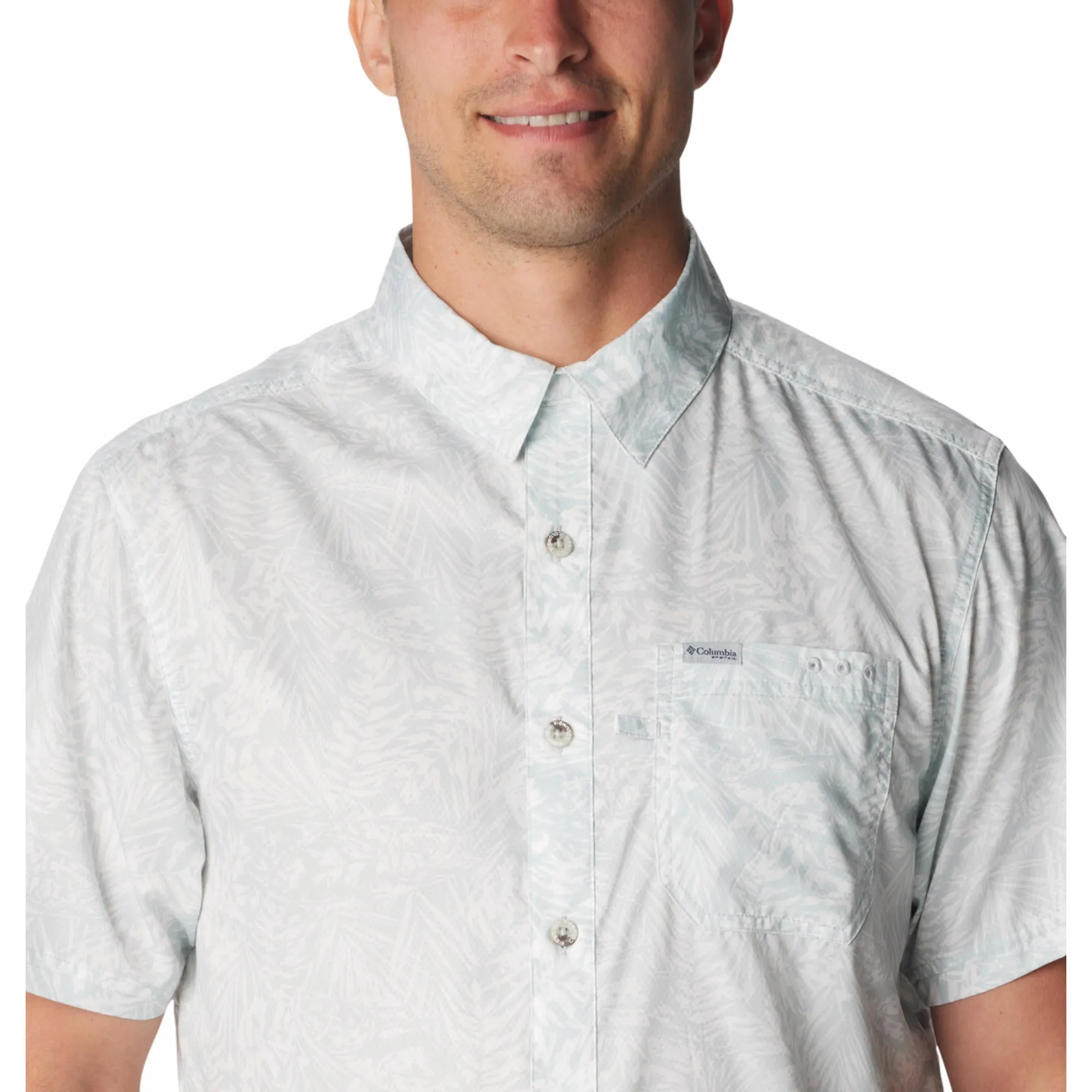 Vital Core Columbia Men Black Super Slack Tide Camp Shirt (Sun Protection)