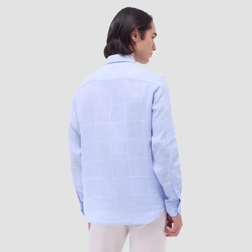 Bugatchi Karl Windowpane Long-Sleeve Shirt - Sky Breathable Lamination