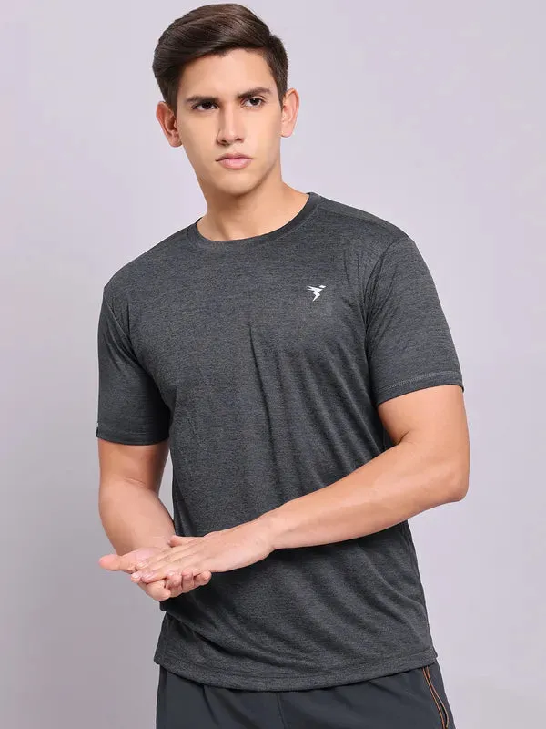 Men Solid Slim Fit Crew Neck T-shirt with DOUBLE COOL Fun and Playful Modern and Soft