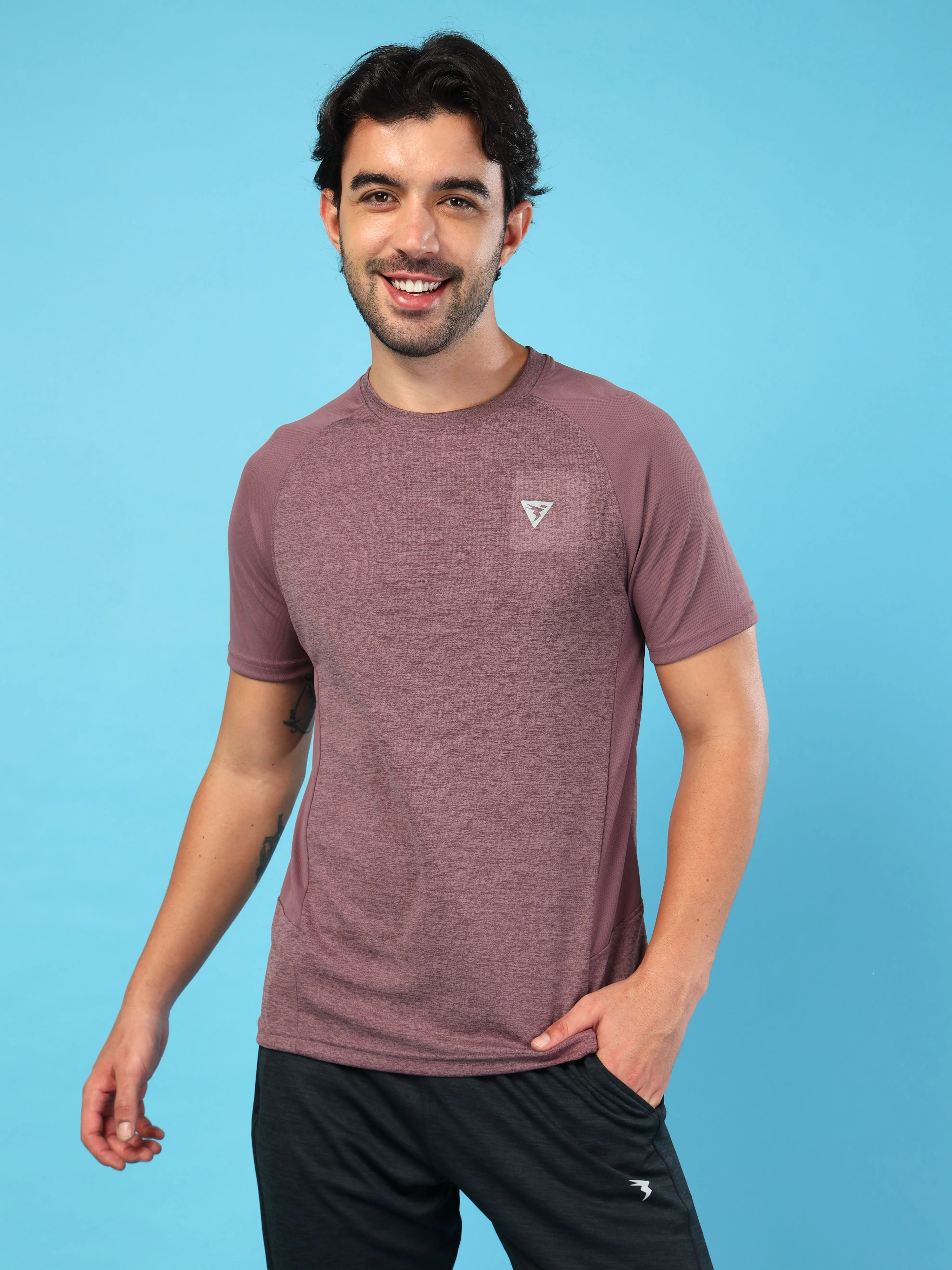 EasyCareFabric Men Solid Slim Fit Crew Neck T-shirt with DOUBLE?COOL