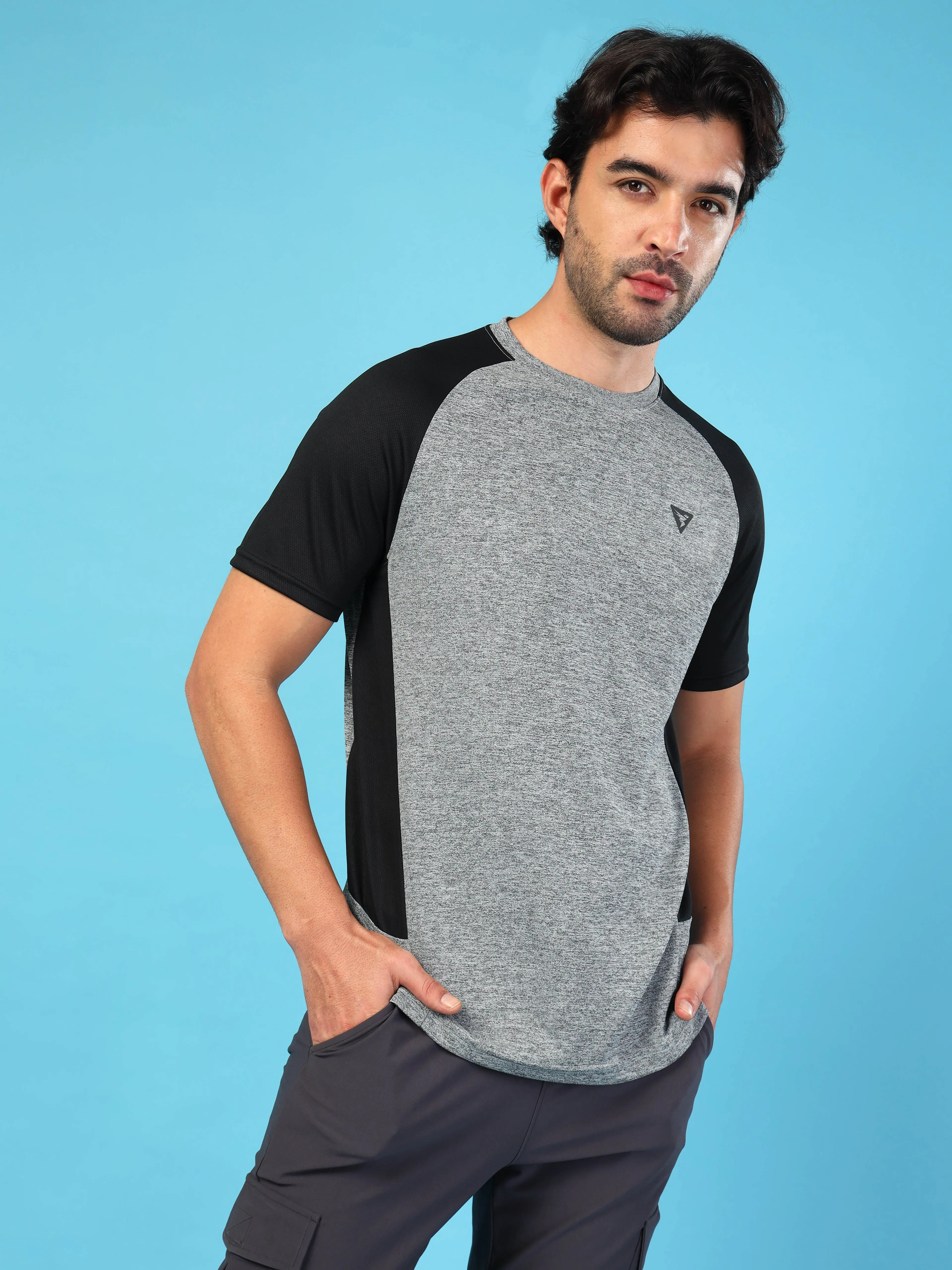 Smooth Finish Men Solid Slim Fit Crew Neck T-shirt with DOUBLE?COOL