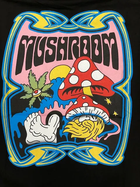 Mushroom T-shirt 19014-01 black Scoop neck femininity