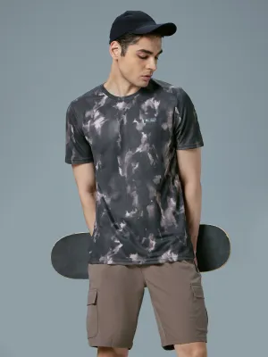slim fit Men Abstract Print Slim Fit Crew Neck T-shirt with TECHNO COOL 