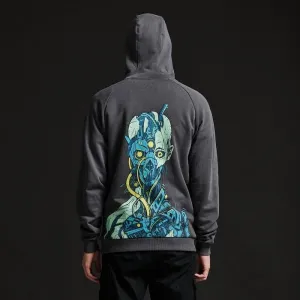 Dolly Noire felpa da uomo con cappuccio Shitai Hoodie SW371 grigio buckle accents