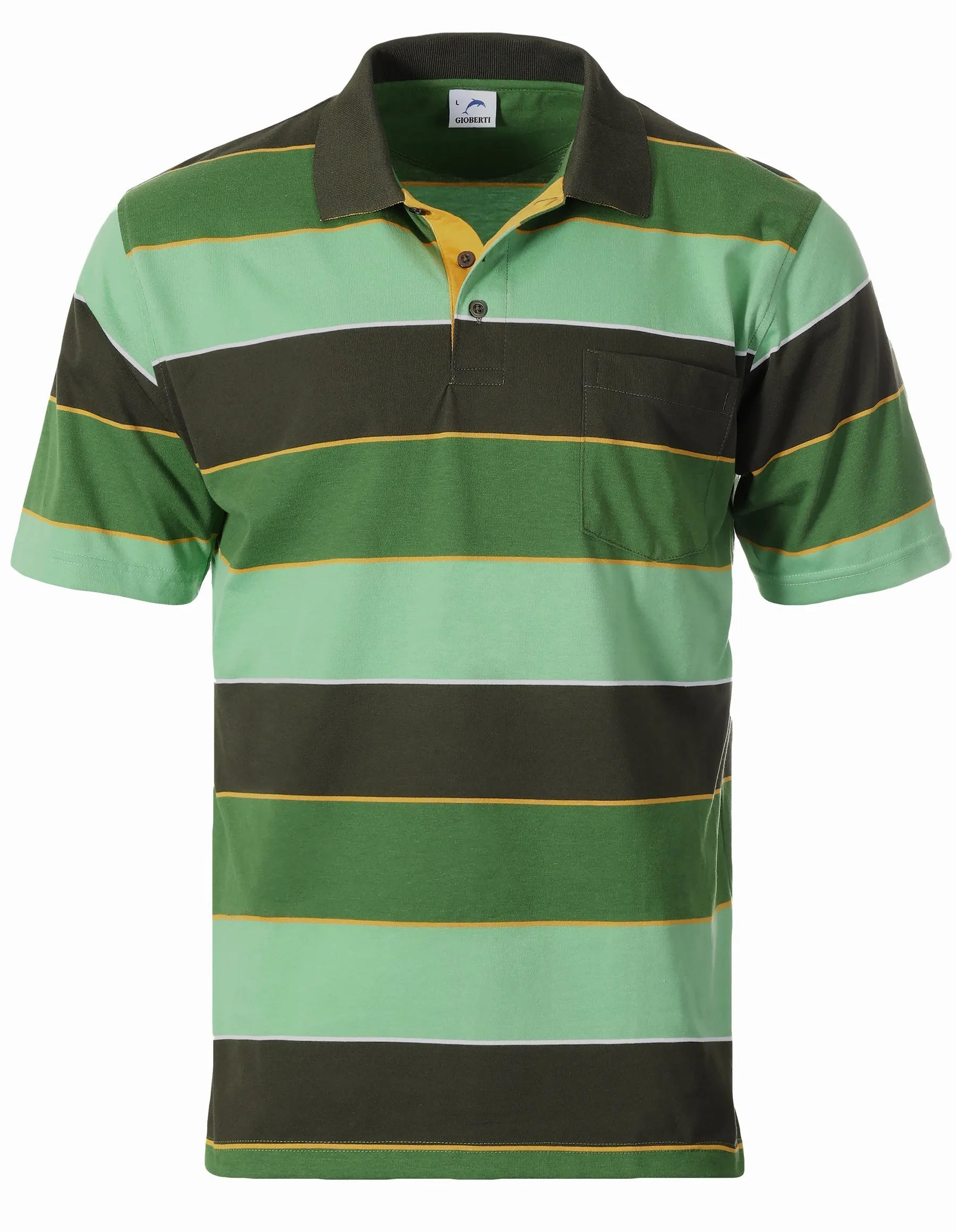 Comfortable Wear Everyday Fashion MEN'S STRIPPED SHORT SLEEVE POLO WITH CHEST POCKET