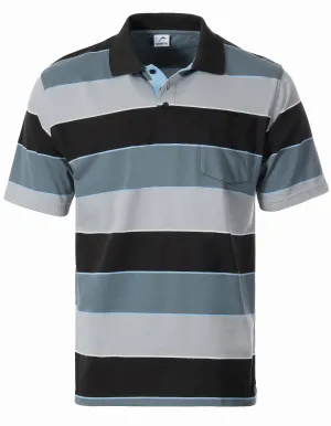 Golf Outfit MEN'S STRIPPED SHORT SLEEVE POLO WITH CHEST POCKET