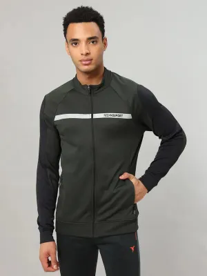 Cool Edge Pure Cotton Men Colorblock Slim Fit Mock Neck Jacket with TECHNO GUARD
