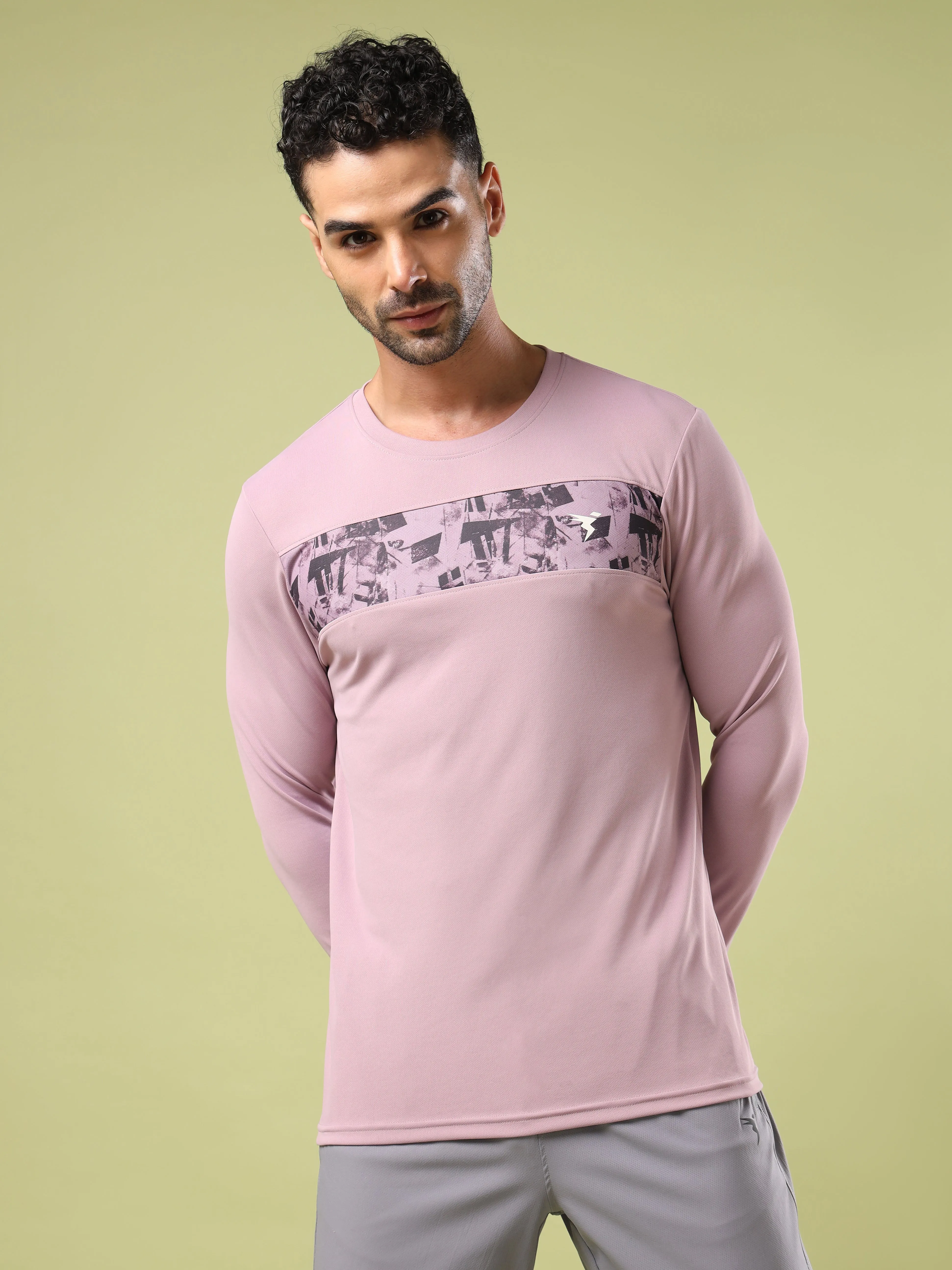 Men Printed Slim Fit Round Neck Sports T-shirt with TECHNO COOL  Reflective accents Easy Cool
