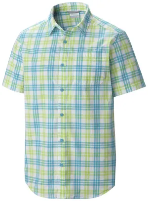 Columbia Men Green Thompson Hill II Yarn Dye Shirt Recycled Fit