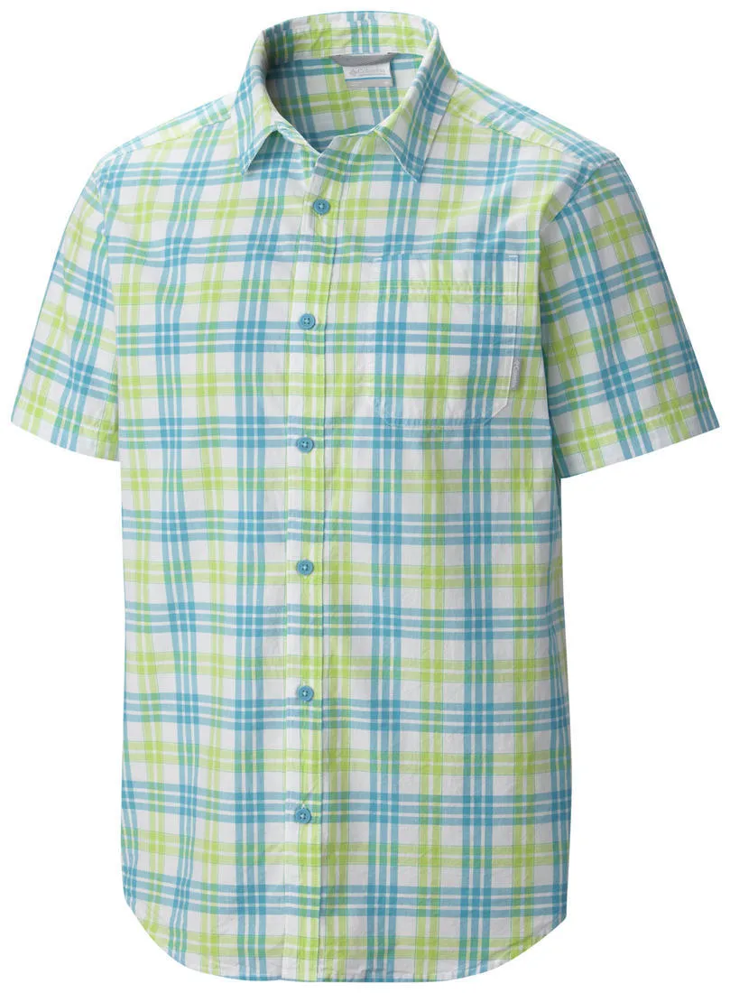 Columbia Men Green Thompson Hill II Yarn Dye Shirt UVProtectionFabric