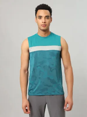 Lightweight Performance Odor Control Technology Men Jacquard Slim Fit Crew Neck Innerwear Vest with VENTMESH