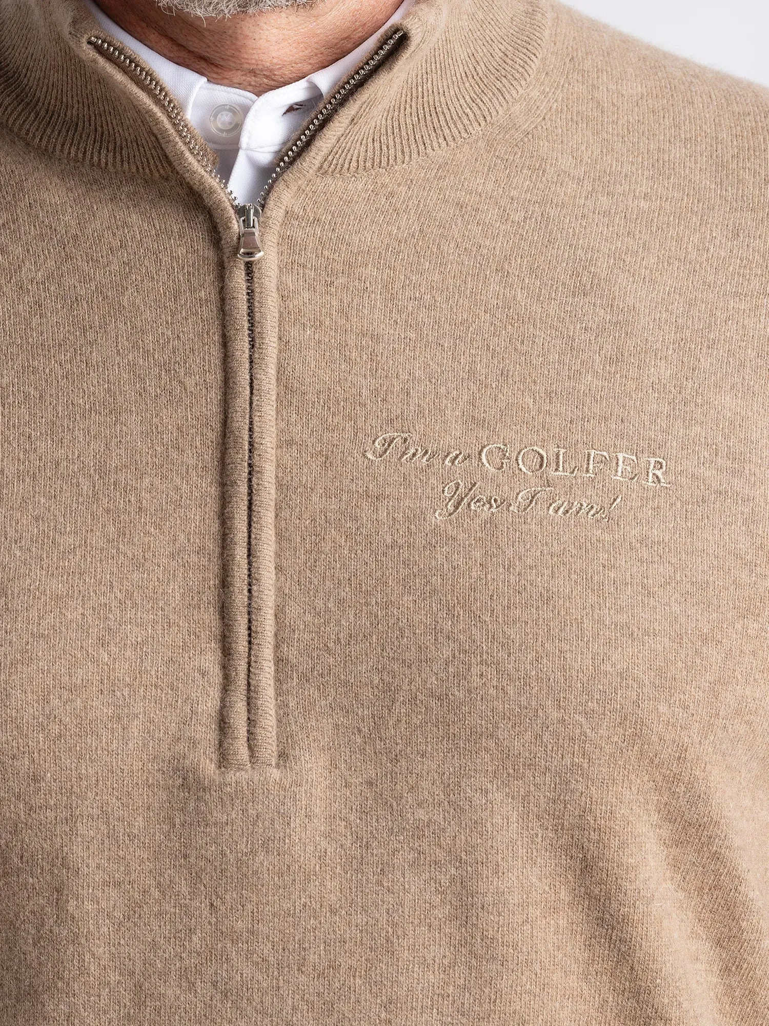 Gordon IGY2 1/2 Zip Menswear Deep Sand Side Pockets Branded Look