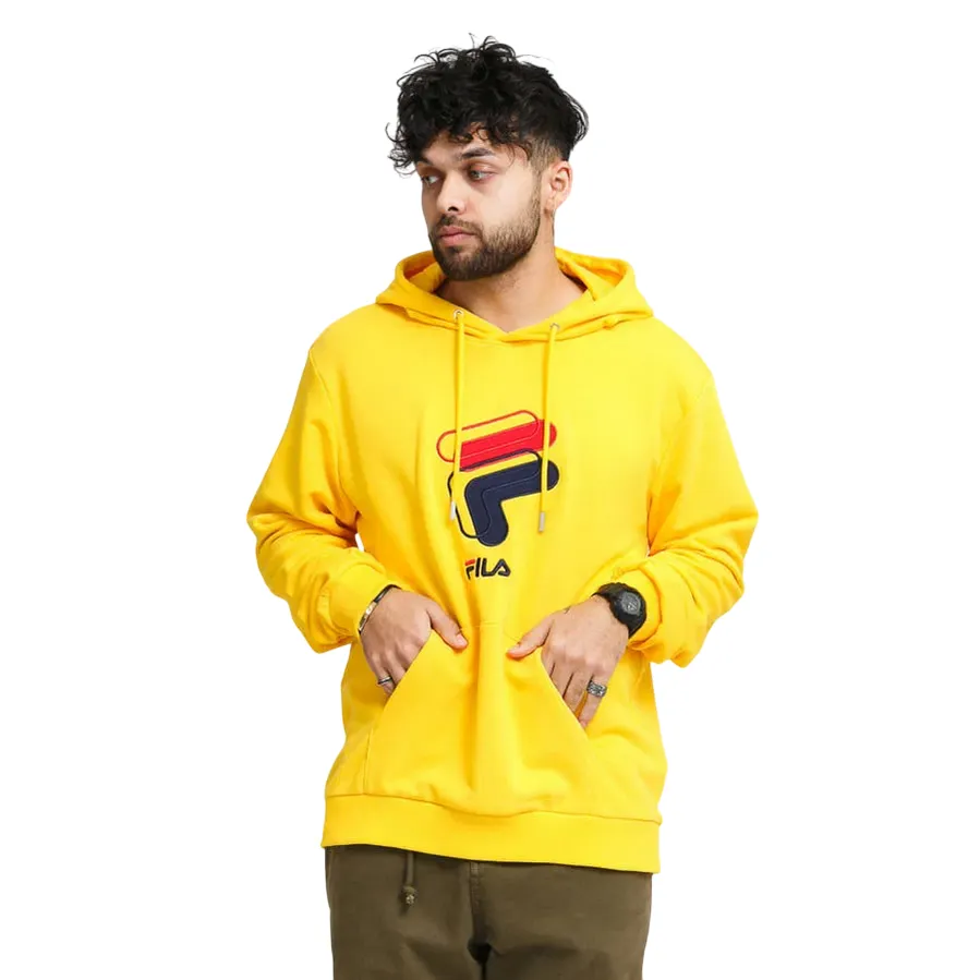 rhinestone accents Neutral palette Fila felpa con cappuccio da uomo Amjad Hoody 688465 C49 giallo
