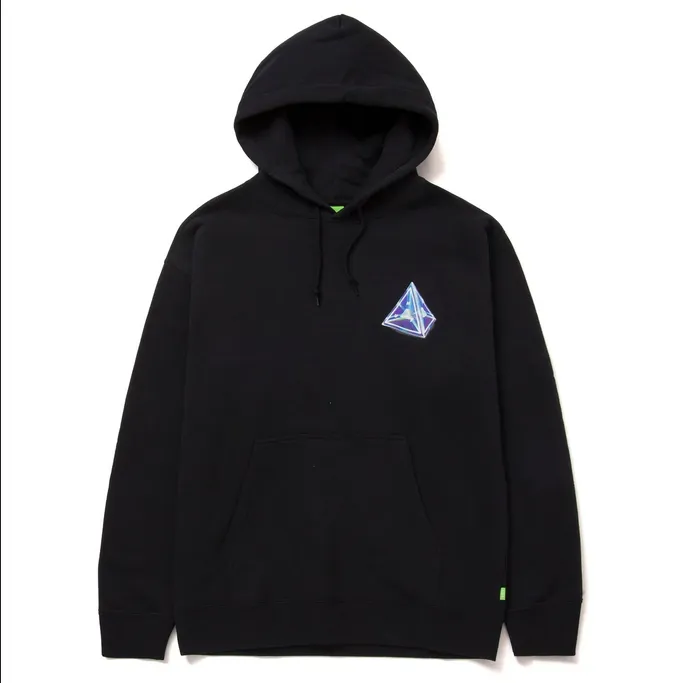 workout wear HUF felpa con cappuccio da uomo Tesseract Triple Triangle Pullover PF00515 nero
