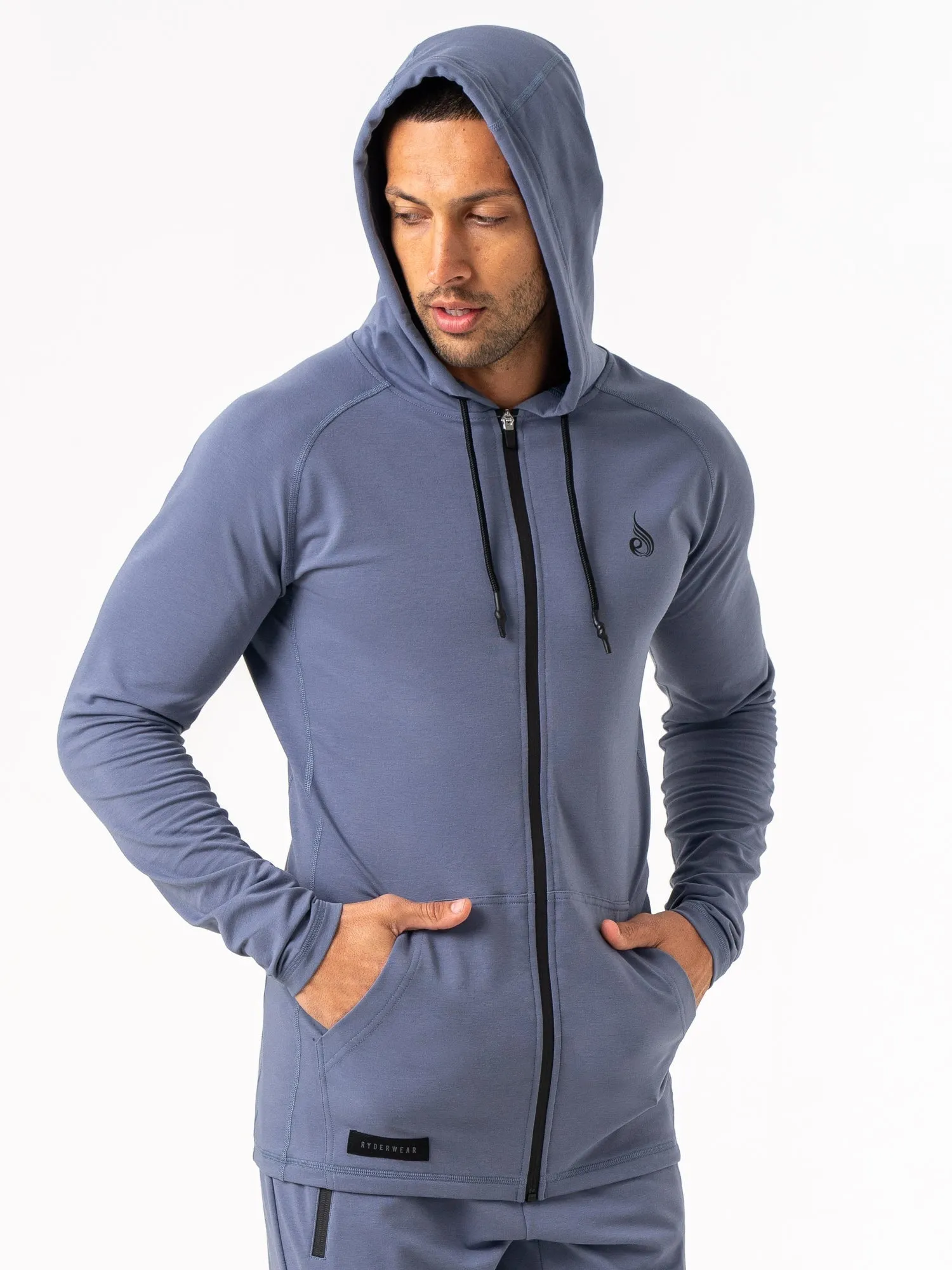 Scoop neck Endurance Zip Up Jacket - Denim Blue