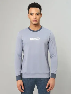 Men Printed Slim Fit Crew Neck Sweatshirt with TECHNO WARM  Bold Graphics