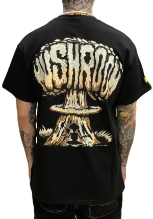 Lightweight Style Wrinkle Free Fabric Mushroom T-shirt da uomo manica corta in cotone 12038-01 nero
