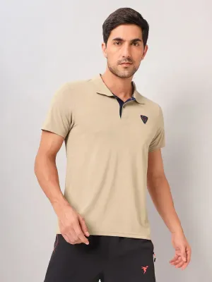 Unstructured Hem Men Self Design Slim Fit Polo T-shirt with AIRTEX STRIPES