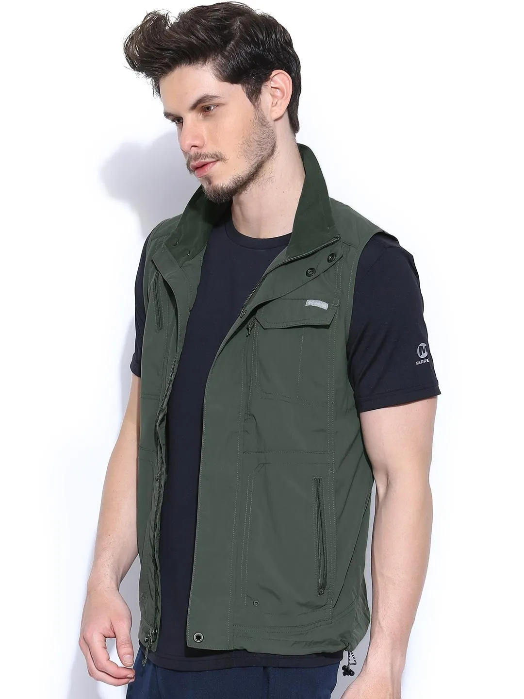 Abrasion Proof Edging Stretch Material Columbia Men Green Silver Ridge Vest (Sun Protection)
