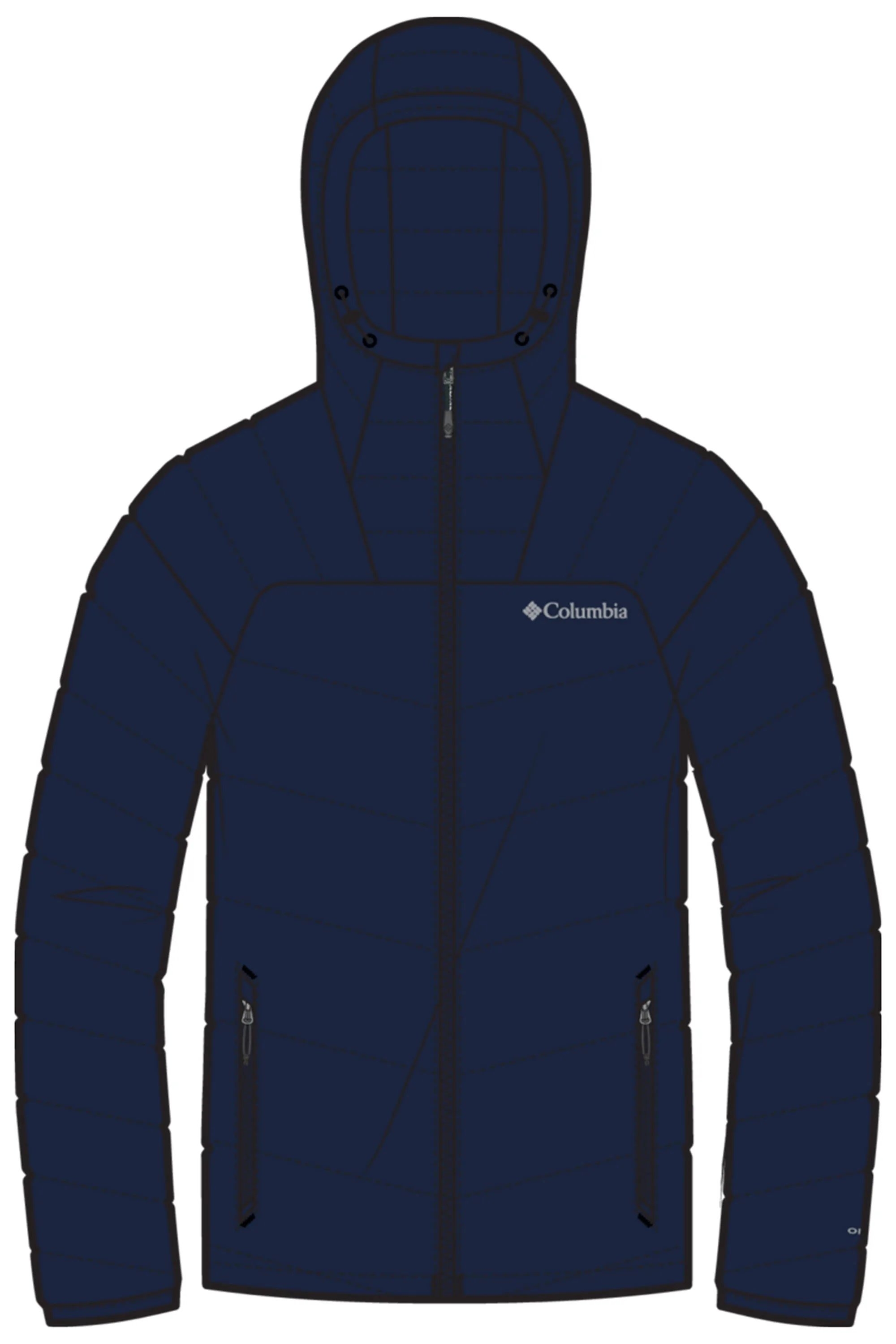 Demonstrate Columbia Men Blue Centennial Creek II Down Hooded Jacket