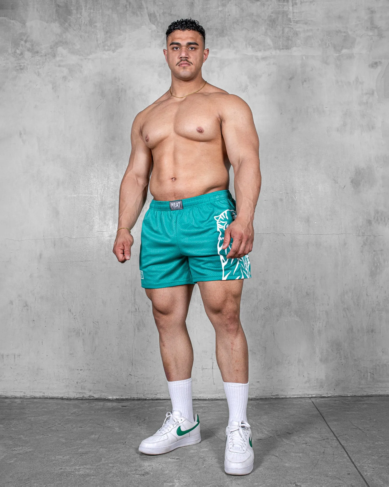 TRAINING SHORTS ?C CLUB / MINT GREEN Casual Fit Wear Geometric Pattern
