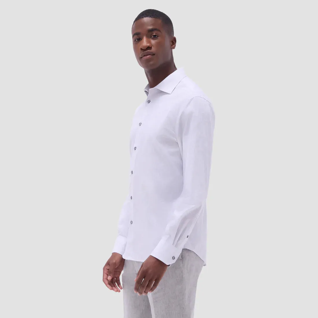 Light Layer Bugatchi Axel Floral Long-Sleeve Shirt - Platinum