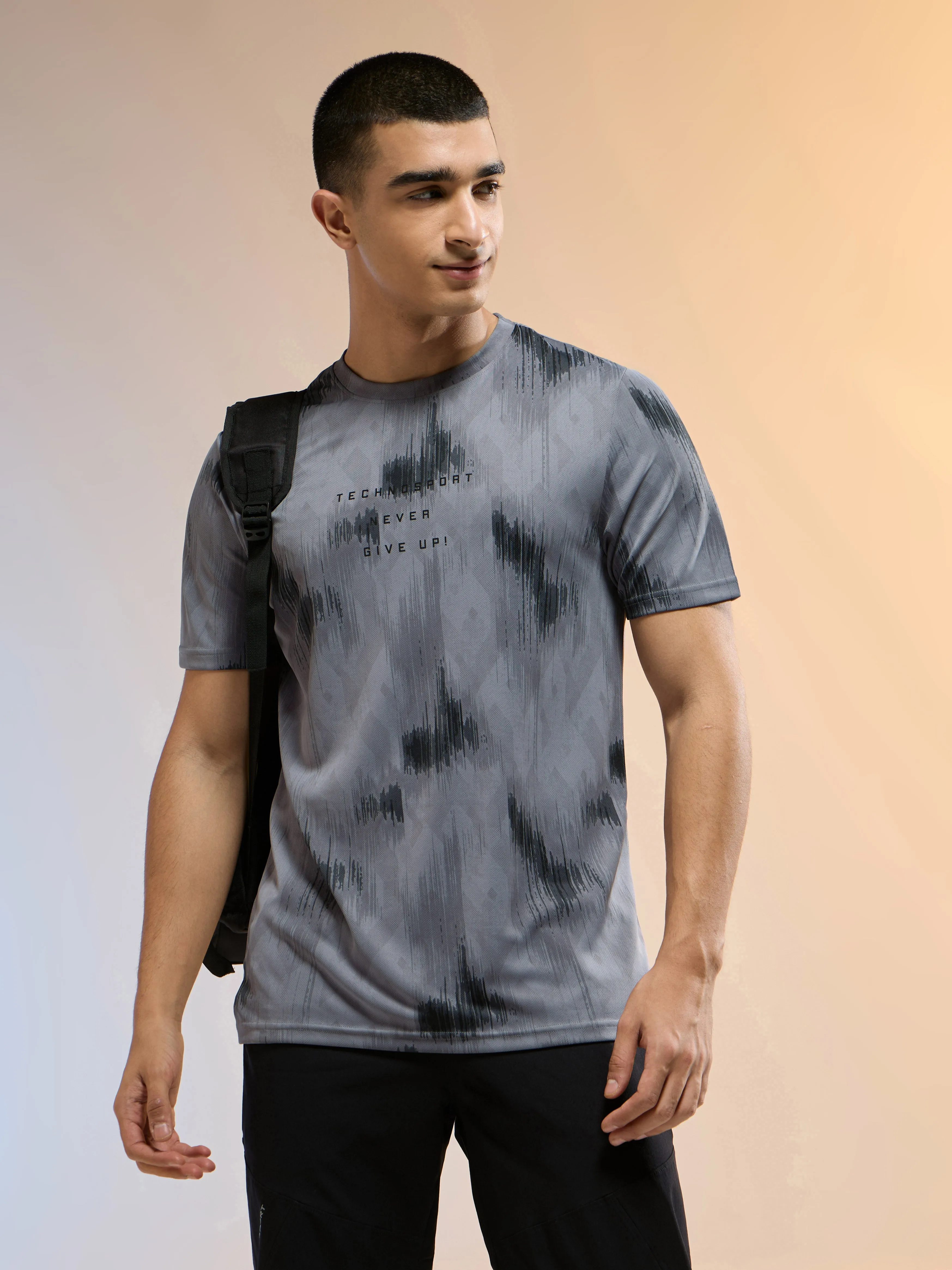 EcoFriendlyDye Earth Glow Men Printed Slim Fit Round Neck T-shirt with TECHNOCOOL 