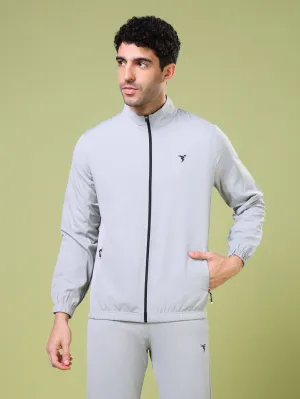 Men Solid Slim Fit Mock Neck Jacket with TECHNOLITE Mediterranean Air Warm Pants