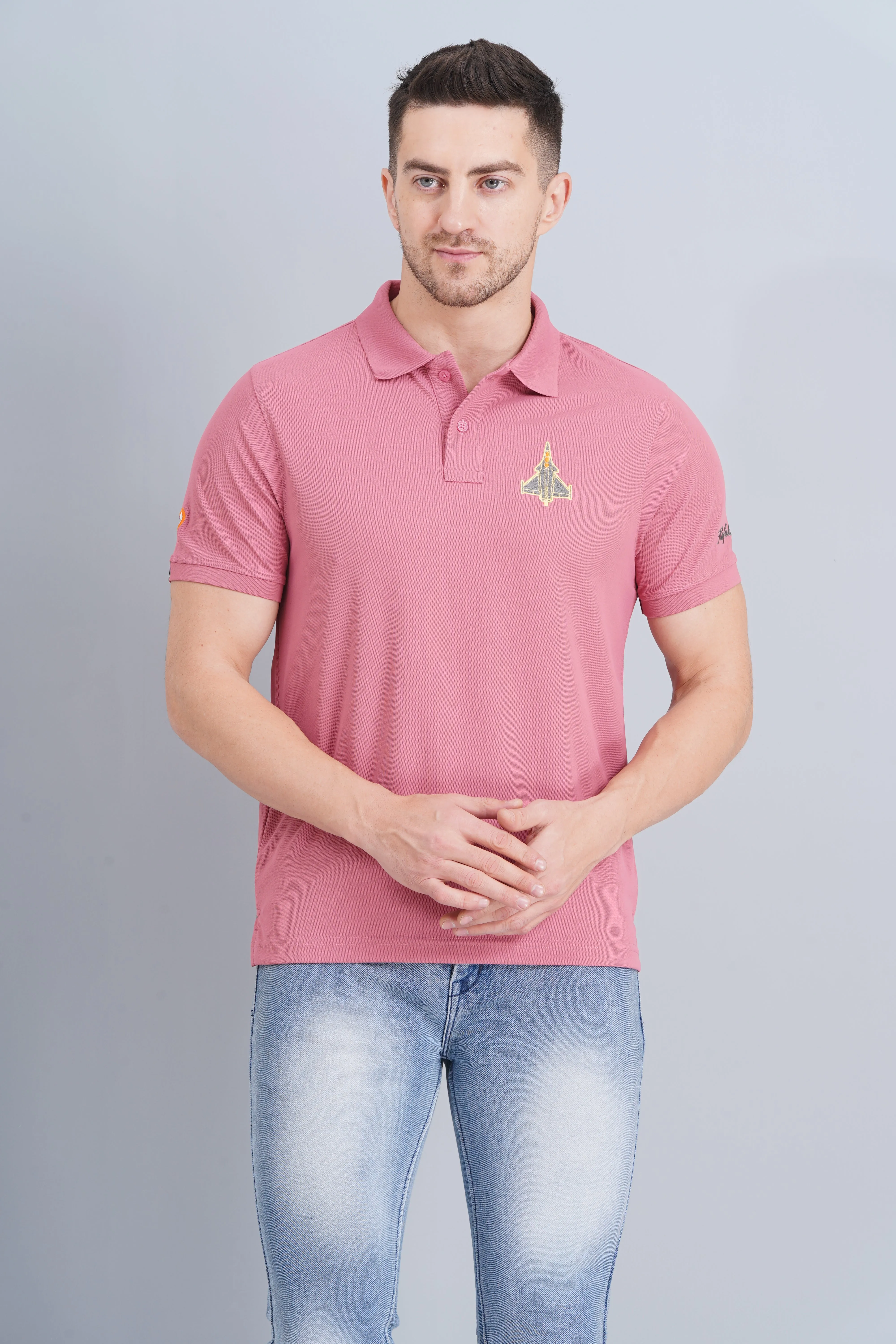 Business Travel Layered Collar Structure Men's Polo T Shirt Rafale Heather Rose