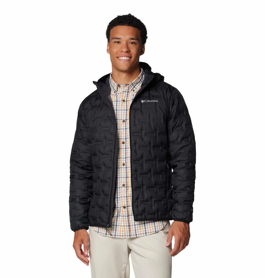 Columbia Men Black Delta Ridge II Down Hooded Jacket Toothpaste Airy Warmth