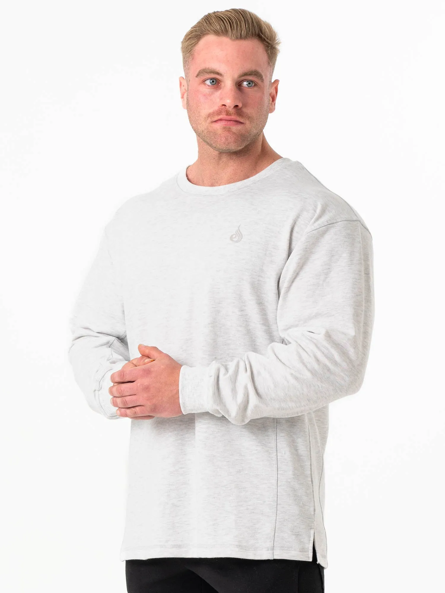 Force Crew Neck - Chalk Grey Marl Trendy Fashion