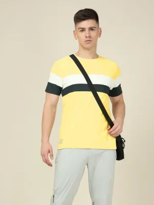 Temperature Regulating timeless Men Colorblock Slim Fit Crew Neck T-shirt with MATPIQ