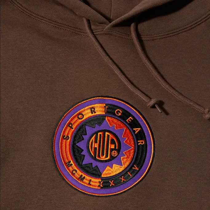 fuzzy texture City Cool HUF felpa con cappuccio da uomo Sun God Pullover PF00525 marrone