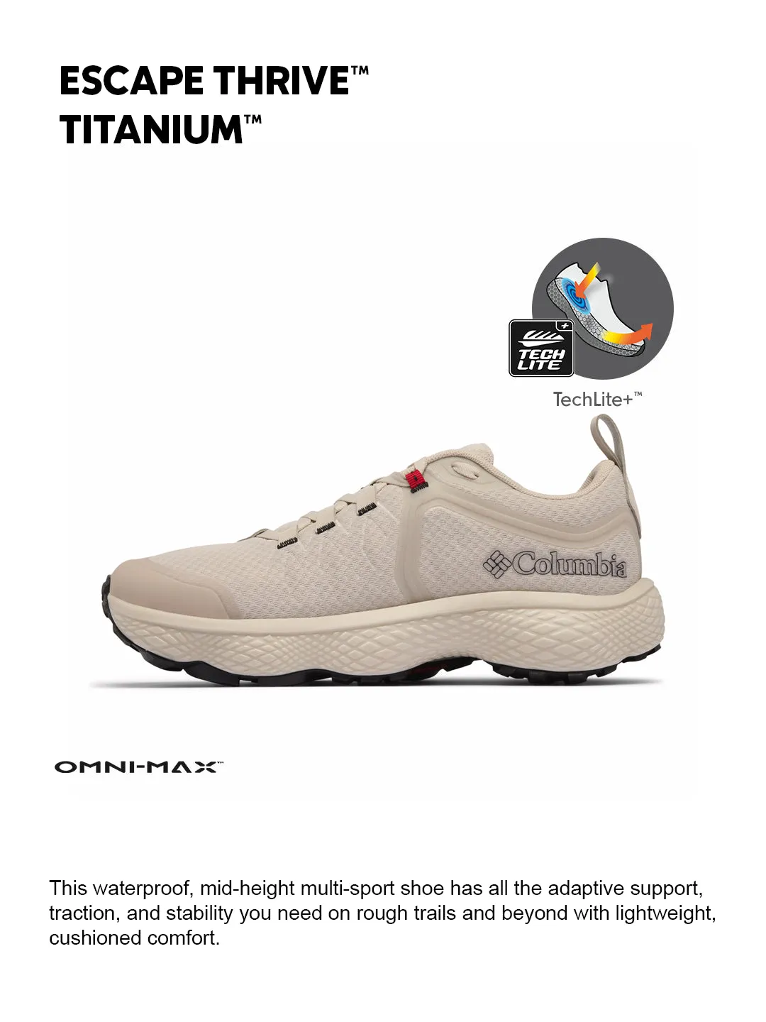Climbing Ready Adventure Ready Columbia Men Off White OmniMax Escape Thrive Titanium Hiking and Trekking Shoes