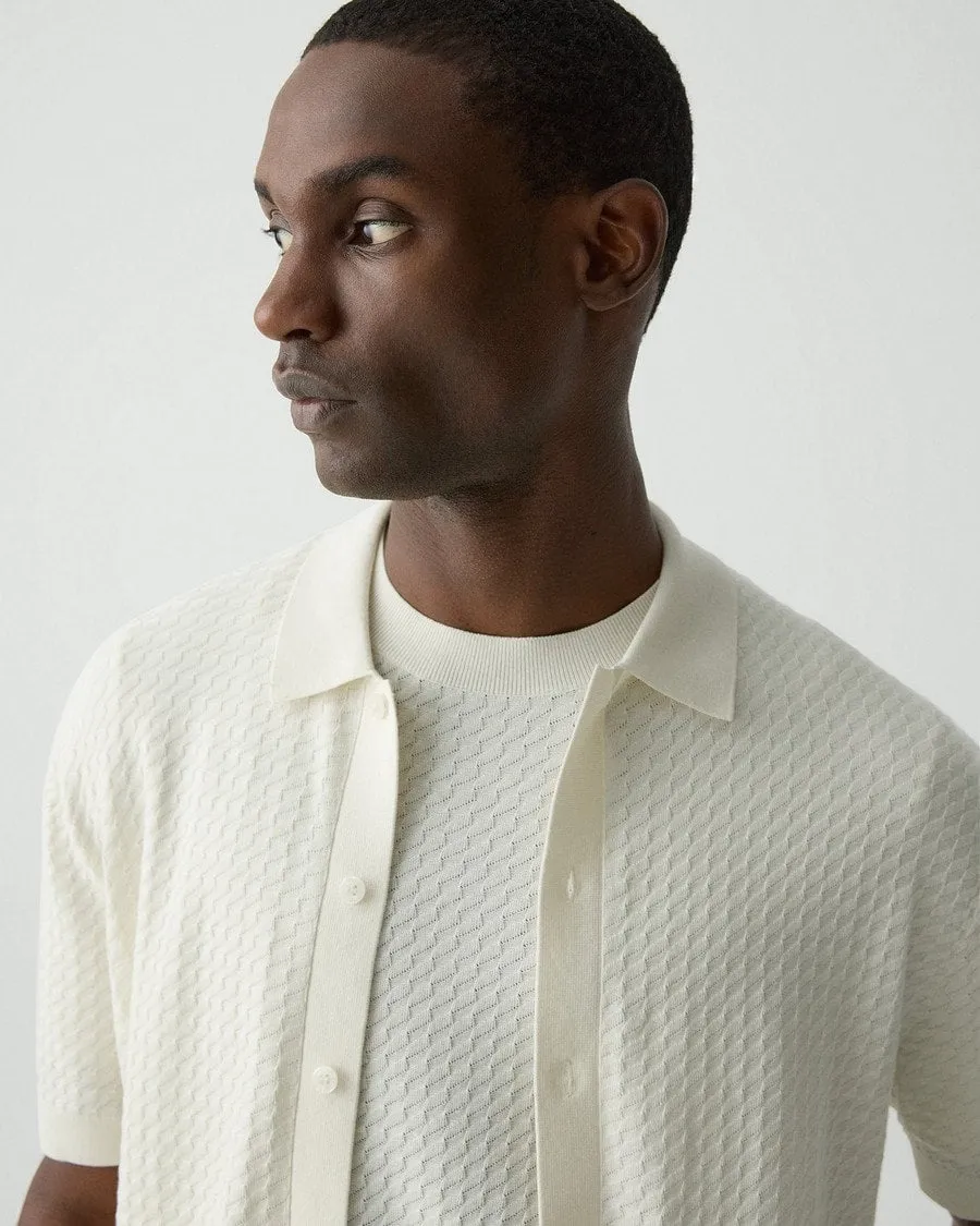 Modern Sneakers Theory Cairn Short Sleeve Shirt in Cotton - Eggshell