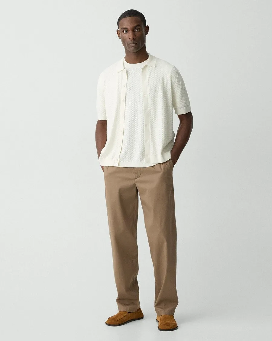 LowMaintenance Timeless Skirt Theory Cairn Short Sleeve Shirt in Cotton - Eggshell