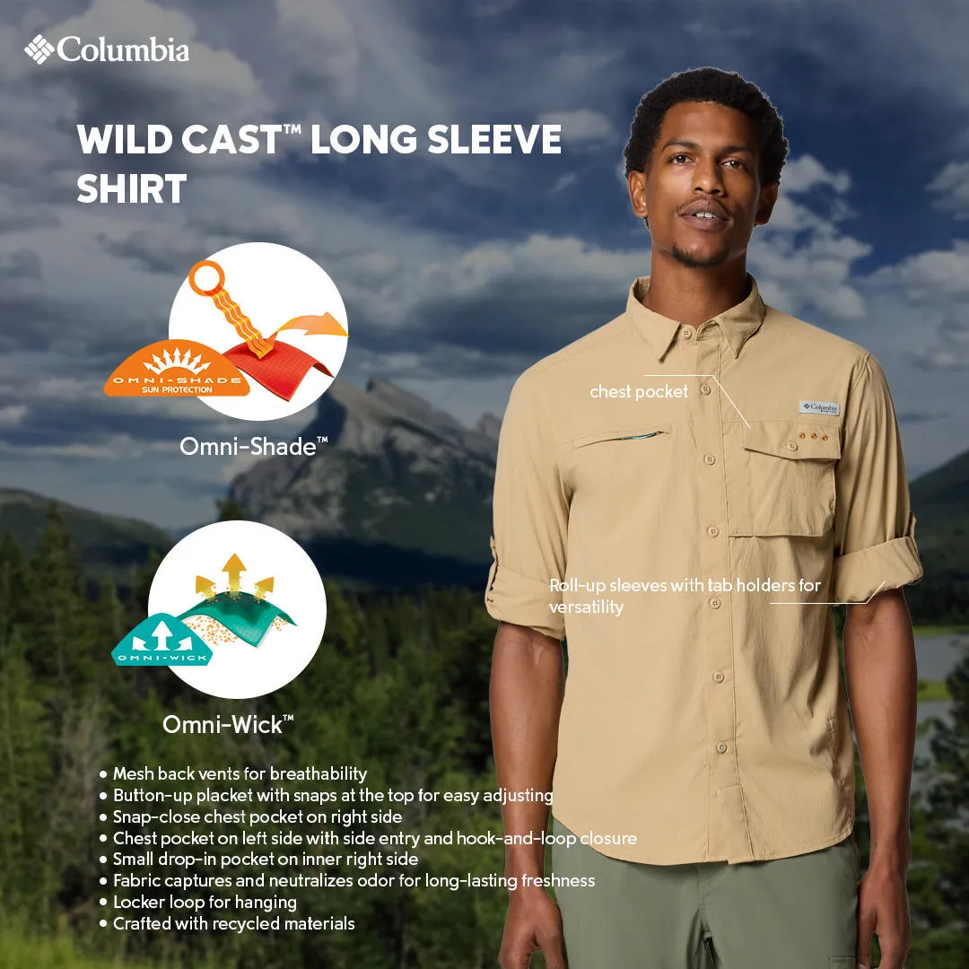 Columbia Men Brown Wild Cast Long Sleeve Shirt (Sun Protection) Warm Base