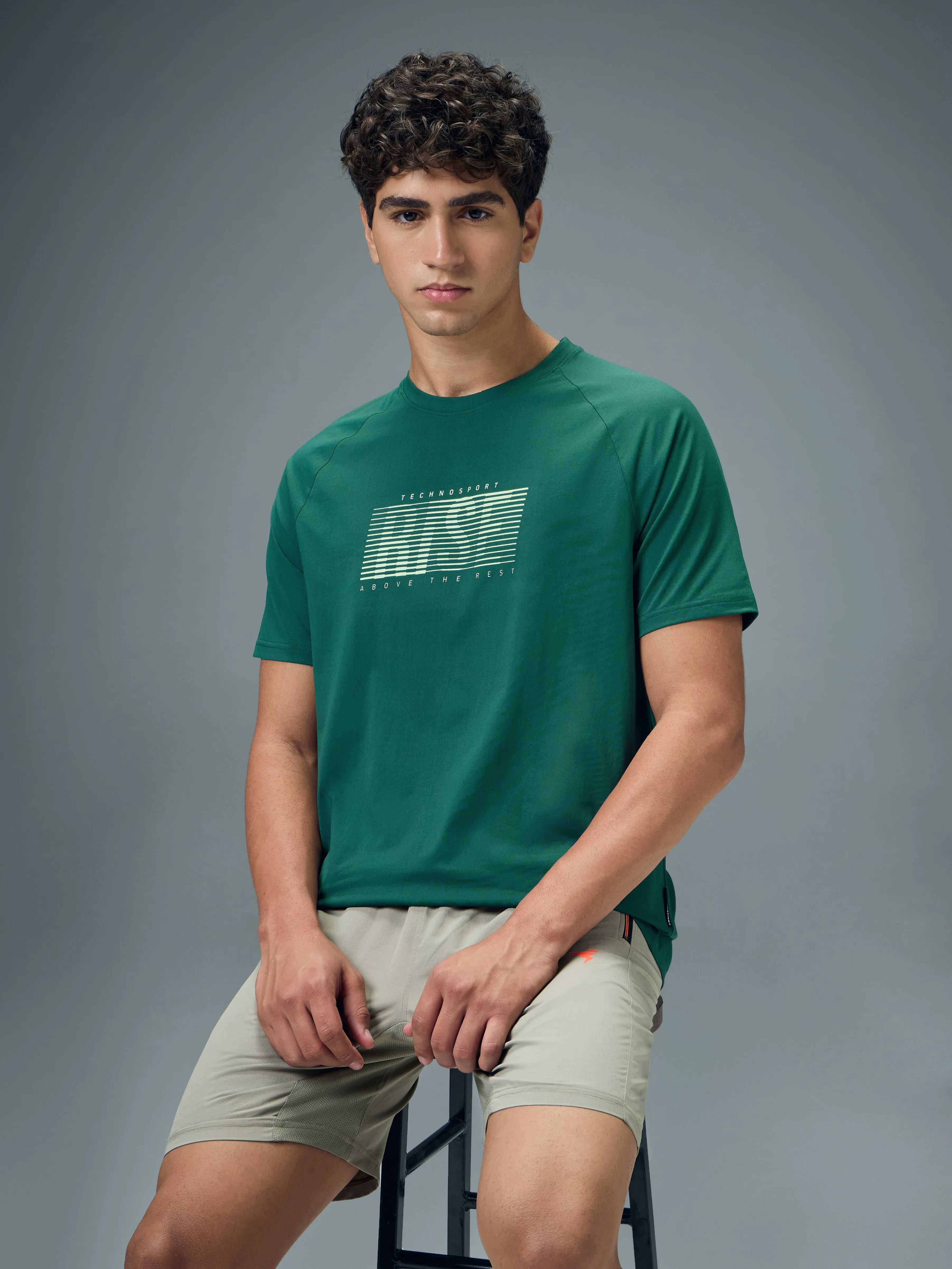 Shine Mood Men Typography Printed Slim Fit Round Neck Sports T-shirt with COTFLEX