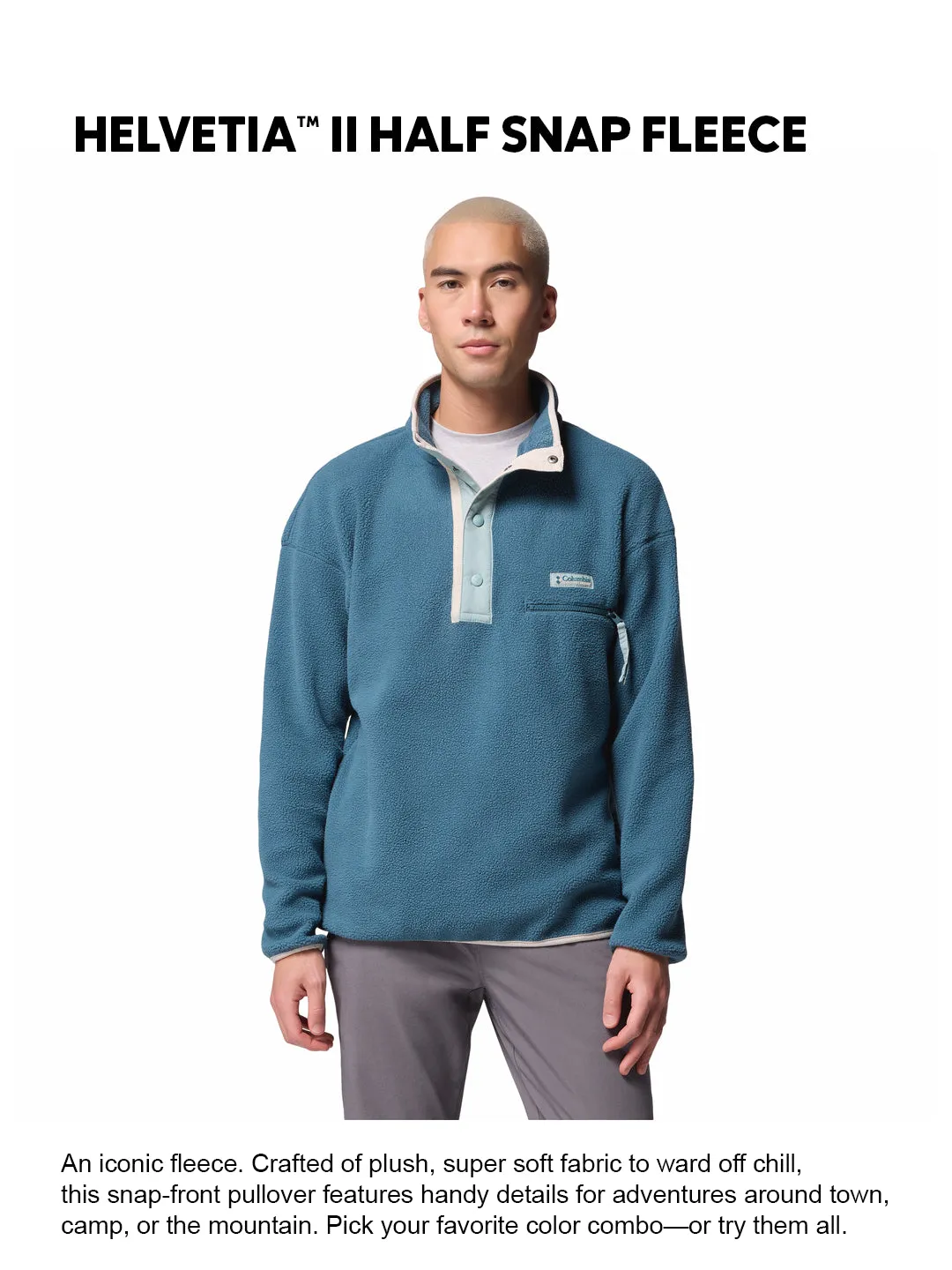 Layering Piece Subtle Warmth Columbia Men Teal Helvetia II Pullover