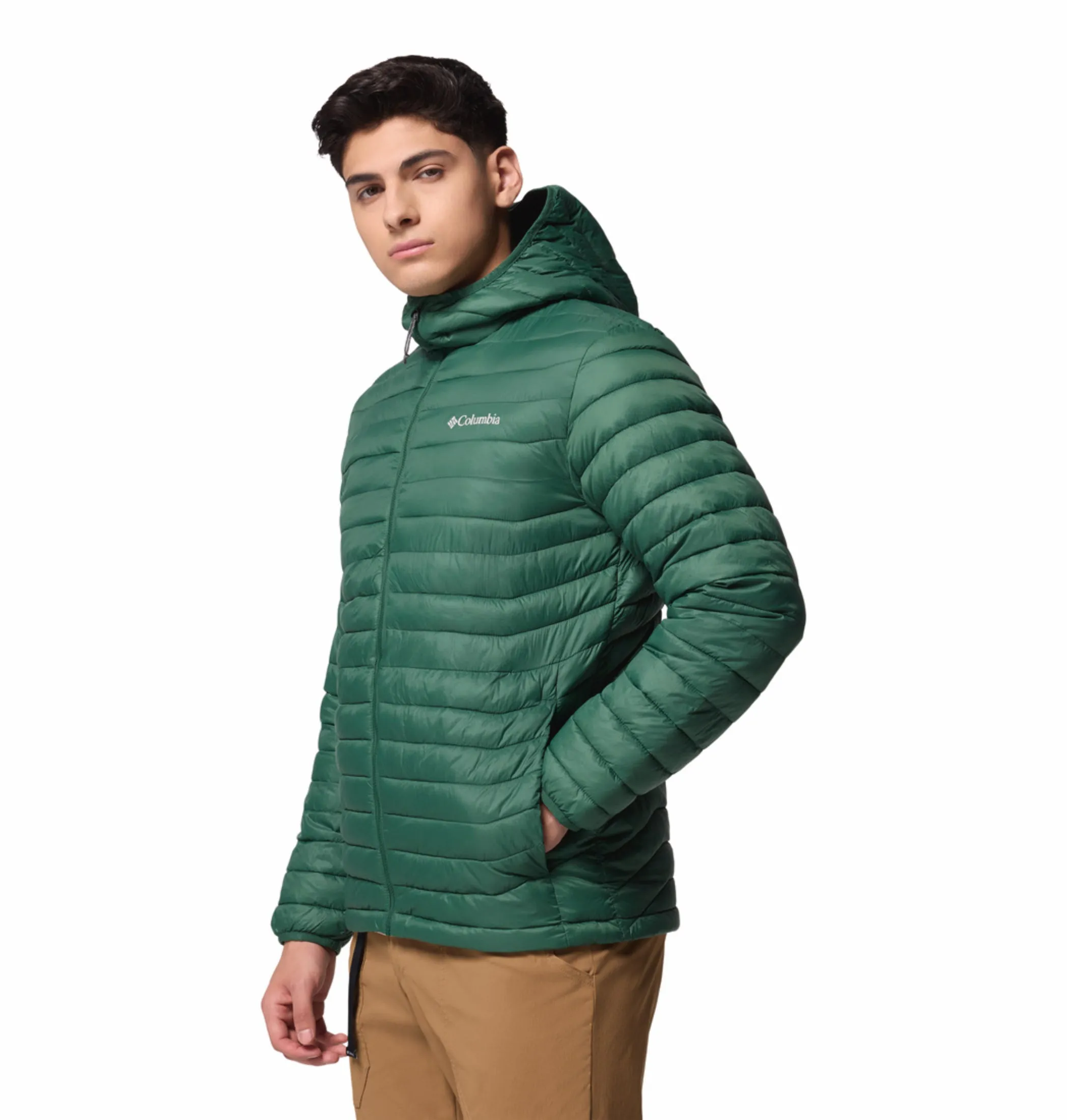 Columbia Men Green OmniShield Powder Pass Down Jacket Wilderness Ready