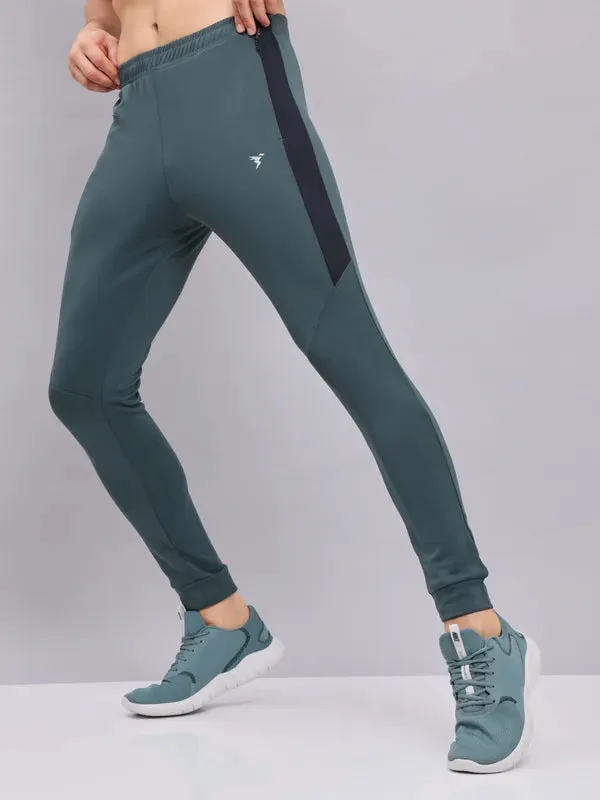 Men Melange Slim Fit Trackpants with TECHNO DRY Elastic Waistband Design Indoor Active