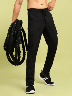 Men Solid Relax Fit Sports Cargo Trackpants with TS FLEXI Crossfit Ready