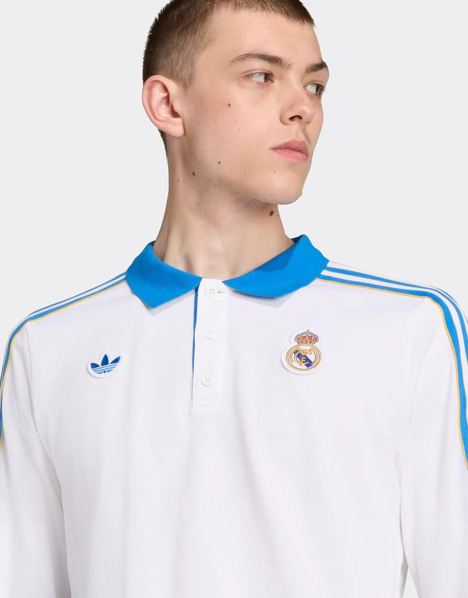 Real Madrid Terrace Icons Long Sleeve Polo Shirt Breathable Stretch