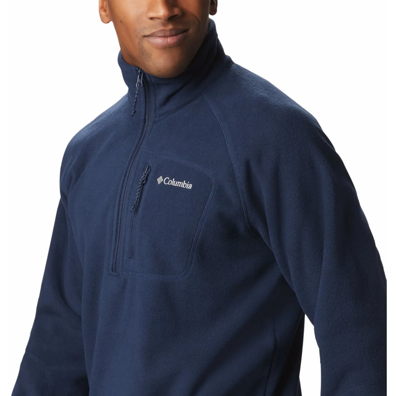 Columbia Men Blue Fast Trek III Half Zip Fleece Late Autumn Street Utility