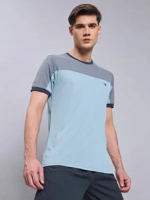 casual top Breathable Essentials Men Colorblock Slim Fit Crew Neck T-shirt with TECHNO COOL 